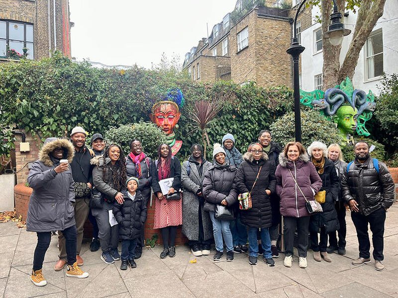 Walk group with Carnival sculptures